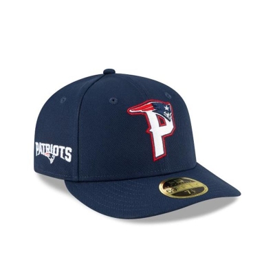 Blue New England Patriots Hat - New Era NFL Logo Mix Low Profile 59FIFTY Fitted Caps USA2708341